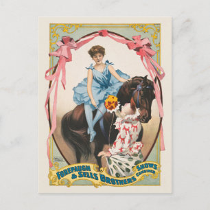 Clown HandFlowers to a Women on Horseback Vykort