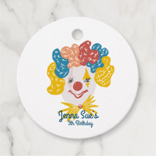 Clown Handritad Karneval Födelsedag Färgglad Gåvor Etiketter