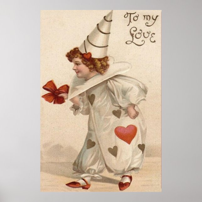 Clown Harlequin Heart Valentine Poster (Framsidan)