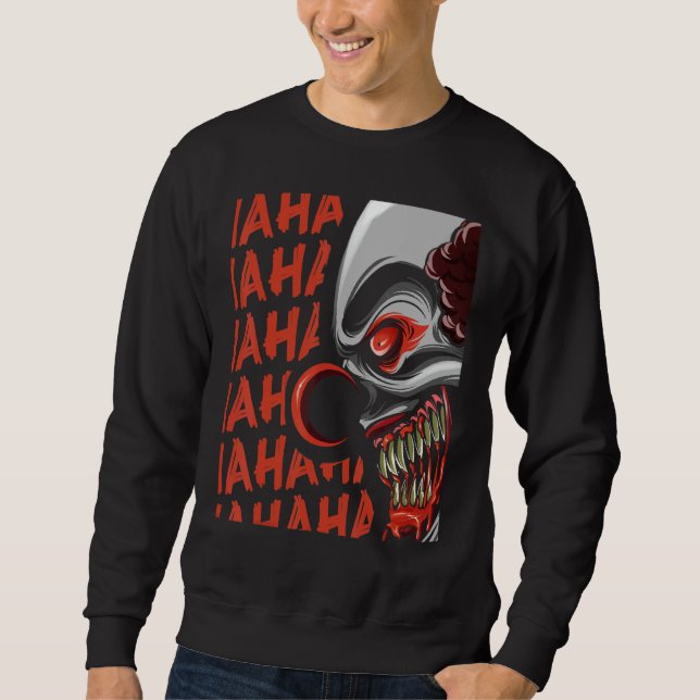 Clown Horror Halloween Lång Ärmad Tröja (Framsida)