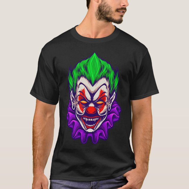 Clown Joker Vampire Horror T Shirt (Framsida)