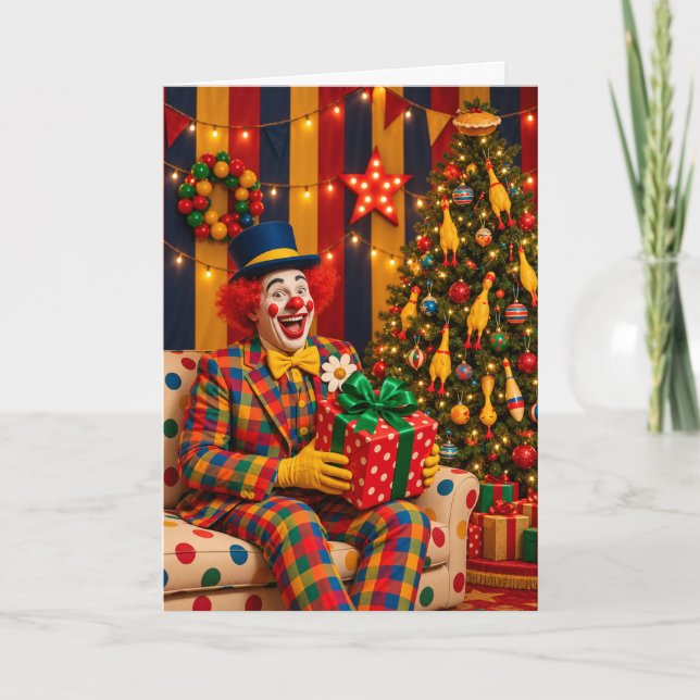 Clown Jul & Gummi Kyckling Julkort Kort (Framsida)