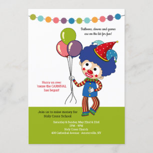 Clown med Balloons Carnival-inbjudan Inbjudningar