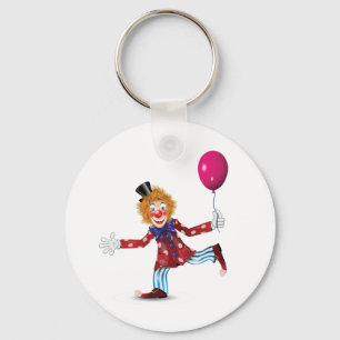Clown med en ballong Keychain Nyckelring