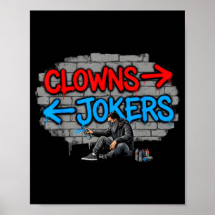 Clown och jokrar graffiti gatukonst riktning poster