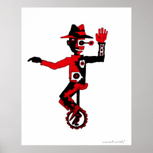 Clown på affischen för enhjulingabstraktgrafik poster