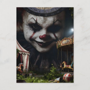 Clown på en övergiven cirkus vykort