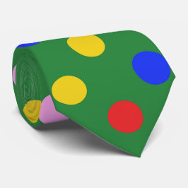 Clown party tie_grönt med färglöst polka dots slips