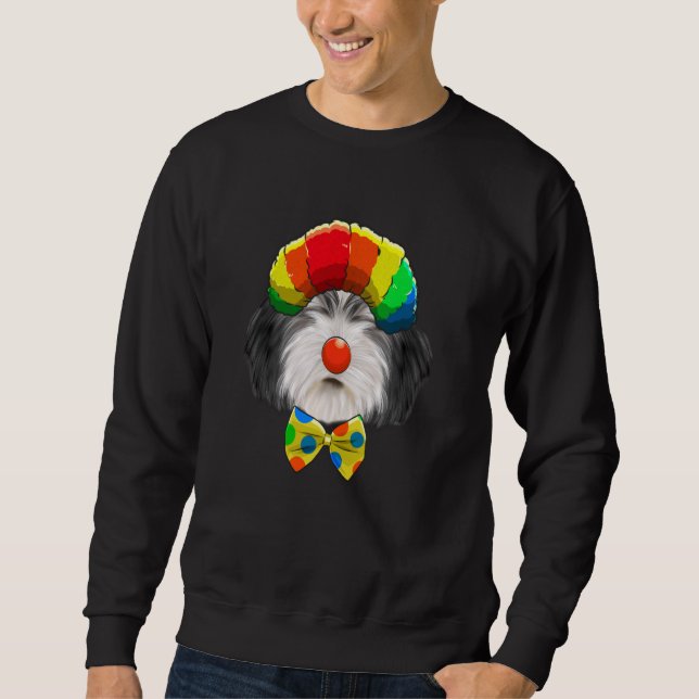 Clown Poland Lowland Sheepdog Circus Hund Lång Ärmad Tröja (Framsida)