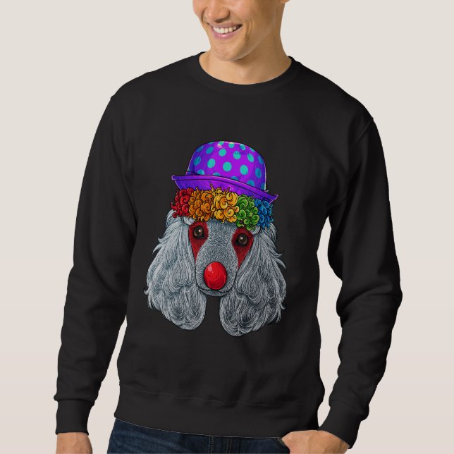 Clown Pudel Circus Carnival Costume Hund Theme Par Lång Ärmad Tröja (Framsida)