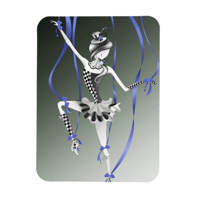 Clown Puppet Ballerina Blue Ribbon Fridge Magnet (Vertikal)