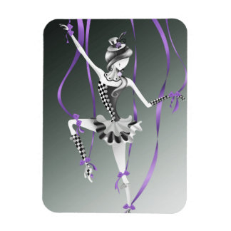 Clown Puppet Ballerina Purple Ribbon Fridge Magnet