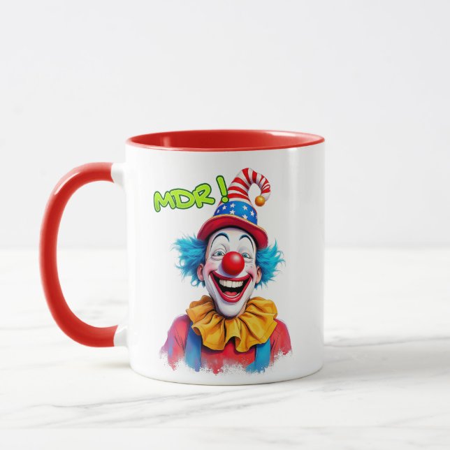 Clown rigolo avec chapeau rouge. mugg (Vänster)