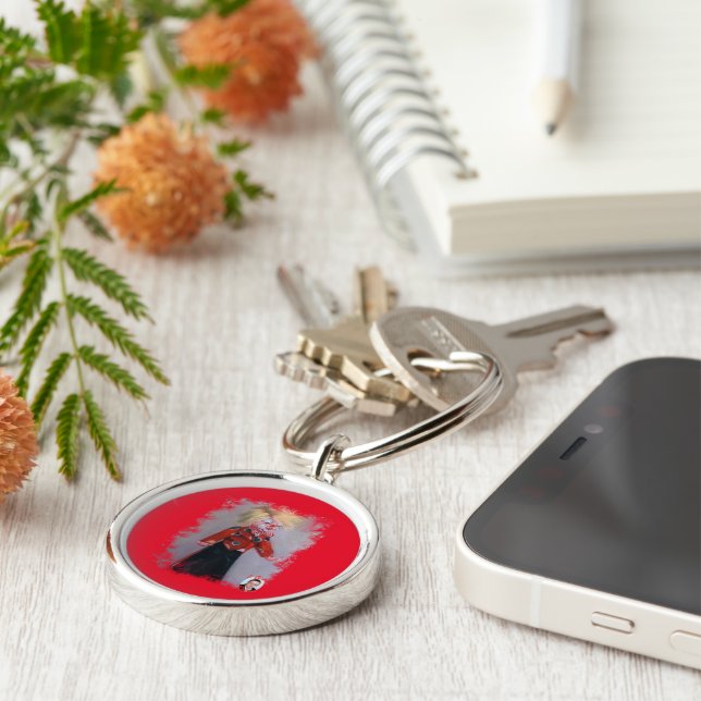 Clown Rund Silverfärgad Nyckelring (Sidan)