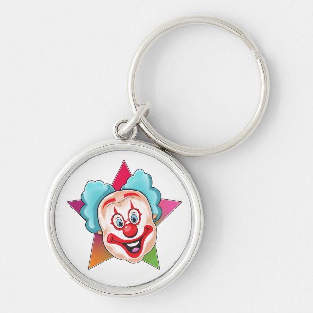 Clown Rund Silverfärgad Nyckelring (Framsidan)