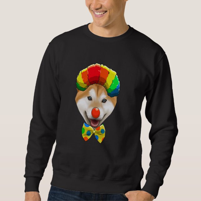 Clown Shiba Inu Circus Hund Lång Ärmad Tröja (Framsida)