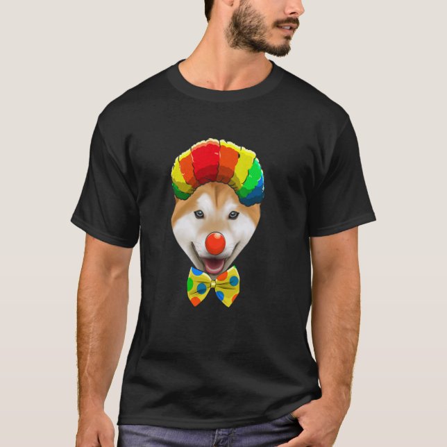 Clown Shiba Inu Circus Hund T Shirt (Framsida)
