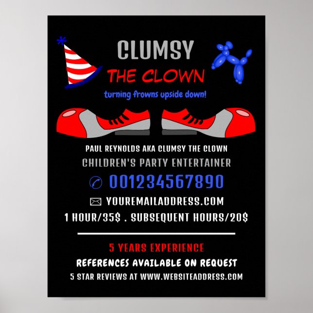 Clown Shoes, Kids Entertainer, Clown Advertising Poster (Framsidan)