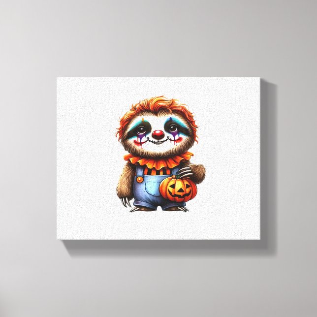 Clown Sloth Halloween Oversized T-Shirt Canvastryck (Framsida)