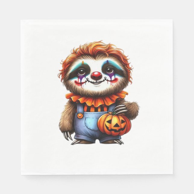 Clown Sloth Halloween Oversized T-Shirt Pappersservett (Framsidan)