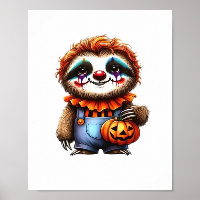 Clown Sloth Halloween Oversized T-Shirt Poster (Framsidan)
