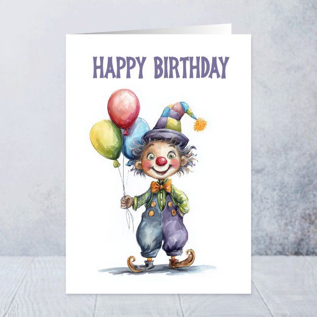 Clown som håller ballonger Födelsedagsgratulations Kort (Skapare uppladdad)
