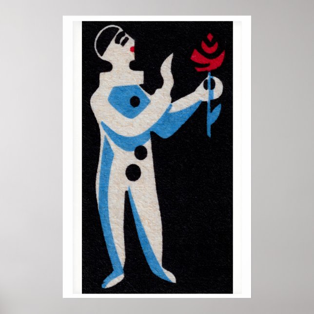 Clown som håller ros - Matchbox-utskrift - Estetis Poster (Framsidan)