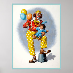 Clown som målar 6 poster