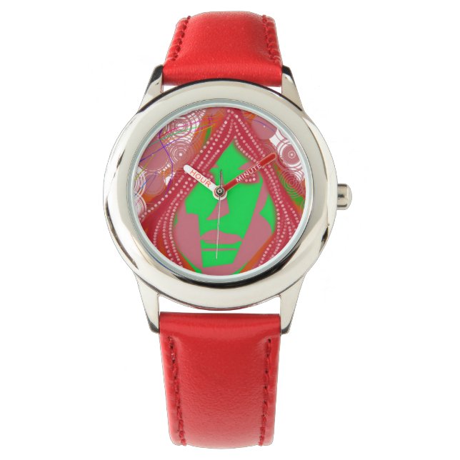 Clown Steampunk Stainless Steel Red Watch Armbandsur (Framsida)
