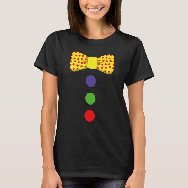 Clown Tie Costume Circus Rainbow Halloween Carniva T Shirt (Framsida)