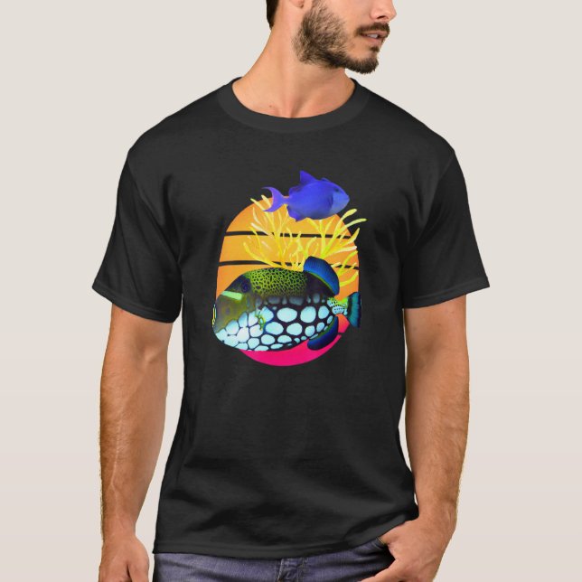 Clown Trigger Niger Trigger Fish Agressive Saltwat T Shirt (Framsida)