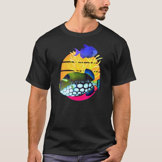 Clown Trigger Niger Trigger Fish Agressive Saltwat T Shirt (Framsida)