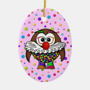 clown uggla julgransprydnad keramik