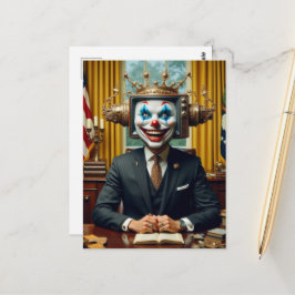 Clown vid skrivbordet vykort