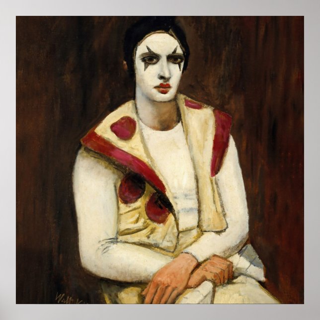 "Clown with Black Wig" av Walt Kuhn Poster (Framsidan)