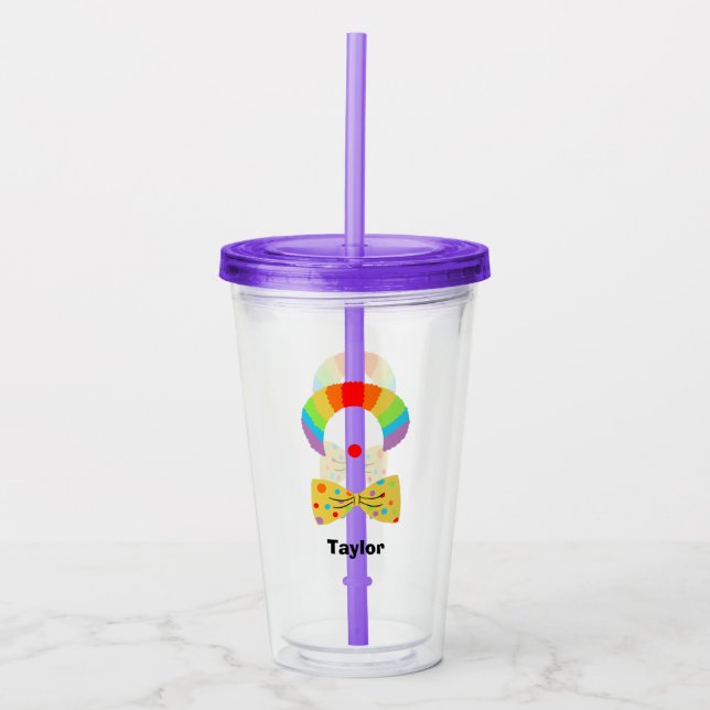 Clown with Rainbow Wig Illustration Personlig Take Away Mugg (Framsida)