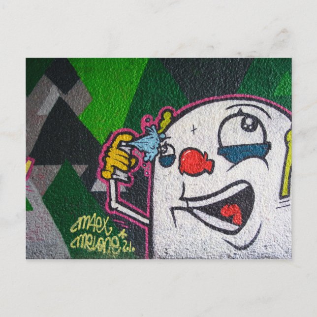 Clown with white ansikte graffiti vykort (Framsida)