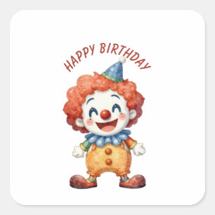 Clowncirkus Humor Fyrkantigt Klistermärke