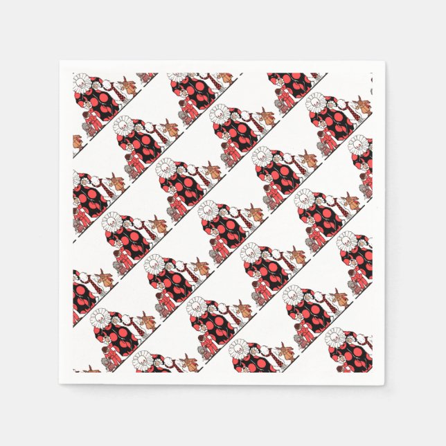 clowner och vänner tar med sig sin båge pappersservett (Framsidan)