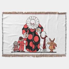 clowner och vänner tar med sig sin bågtryckning filt