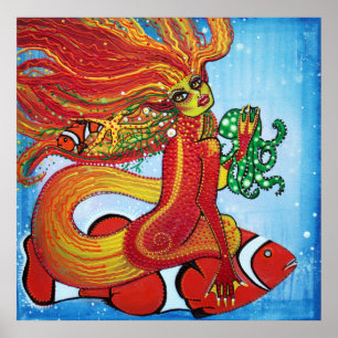 Clownfish sjöjungfruaffisch poster