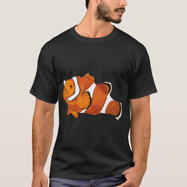 Clownfisk Handmålad Söt Fisk T Shirt (Framsida)