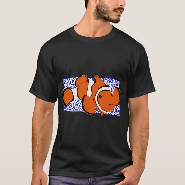 Clownfisk med blå våg bakgrund t shirt (Framsida)