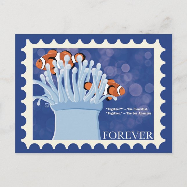 Clownfisk och havsanemon Frimärke Postkort Helg Vykort (Framsida)