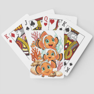 Clownfisk Tecknad söt Familj Under vatten Casinokort