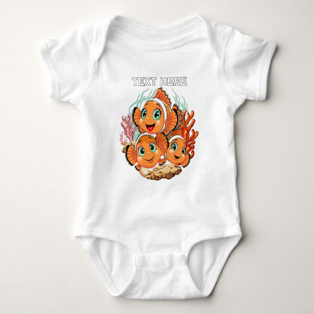 Clownfisk Tecknad söt Familj Under vatten T Shirt (Framsida)