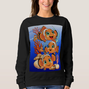 Clownfisk Tecknad söt Familj Under vatten T Shirt