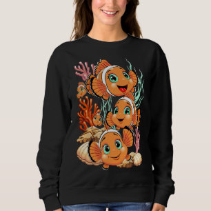 Clownfisk Tecknad söt Familj Under vatten T Shirt