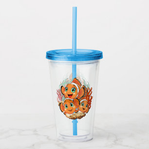 Clownfisk Tecknad söt Familj Under vatten Take Away Mugg