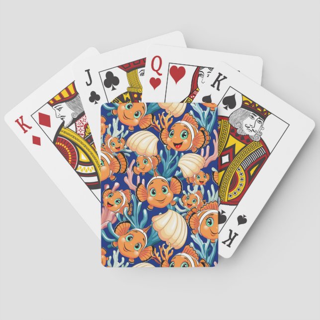 Clownfisk Tecknad söt Familj Undervatten Casinokort (Baksidan)